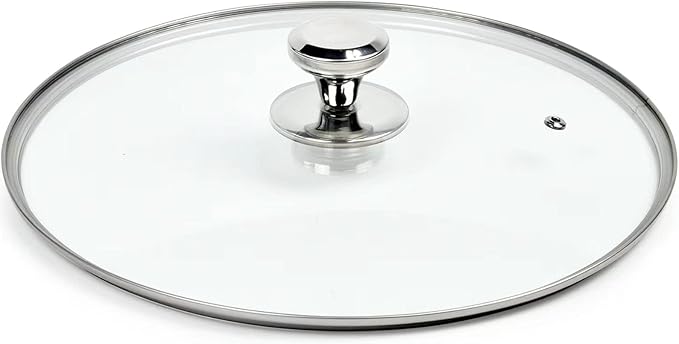 13 In Glass Lid for Frying Pan, Tempered Replacement Cover Compatible with All 13 inches Cookware for Skillets, Round Cast Iron, Cast Aluminium, Stainless Steel Pans &Pots
