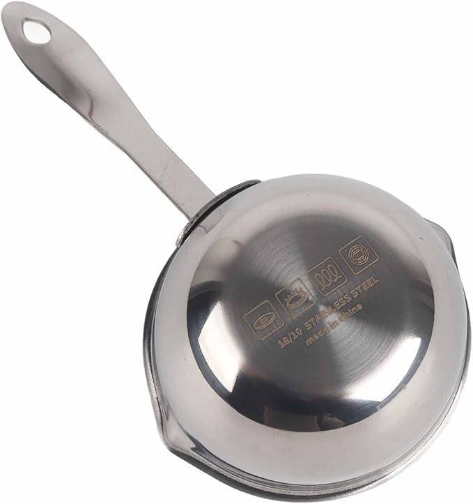 Buer Warmer Pot, 10ML, Silver, Compact, Stainless Steel, Ceramic Finish, No Lid, Suitable for Stovetop, Max 150g, Includes 1 x Buer Warmer Pot