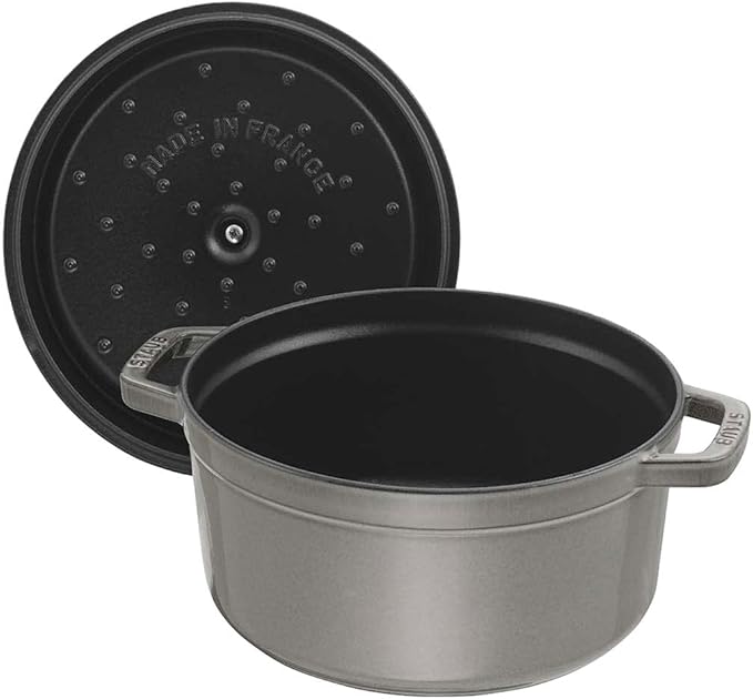 Staub Cast Iron 13.25-qt Round Cocotte - Graphite Grey, Made in France