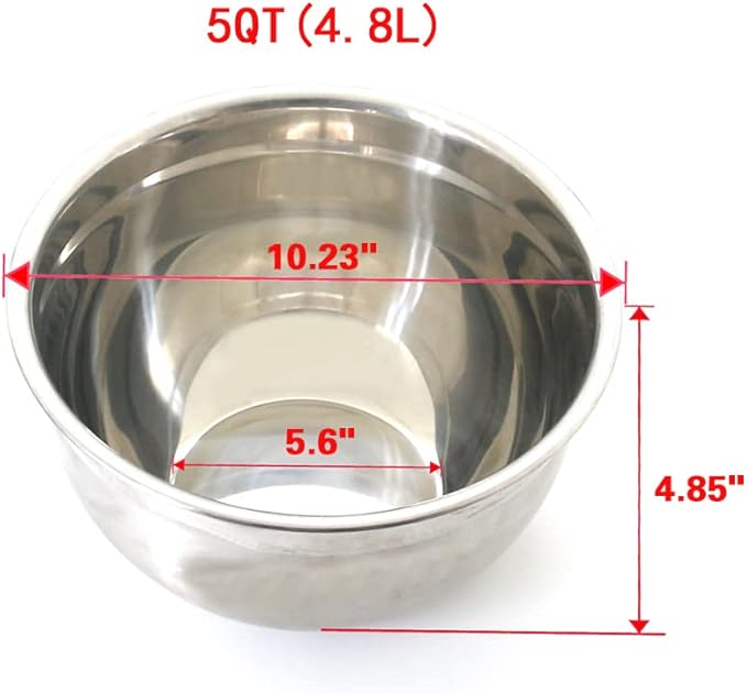 Stainless Steel Mixing Bowl for Baking Cooking and Food Storage Metal Kitchen Aid Mixing Bowls 5 Quart