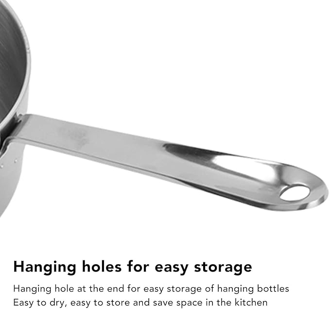 Butter Warmer Pot, 12oz/17oz Stainless Steel Milk Warmer Mini Butter Melting Pot with Dual Pour Spout Small Saucepan for Milk Butter Sauce(500ml/17oz)