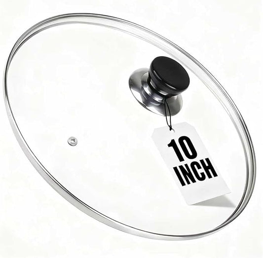 Tempered Glass Lid for Instant Pot 8-10 Quart - 10 Inch Universal Pot Cover Replacement, Clear with Heat-resistant Handle, Stainless Steel Rim, Easy to Grip (M)