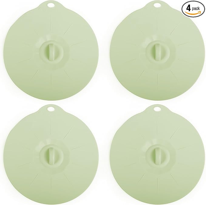 4 Pack 5.9" Silicone Lids for Cups Bowls Plates Pans, Microwave Splatter Cover, Kitchen Containers Lids Cover for Food Storage,Light Green Small