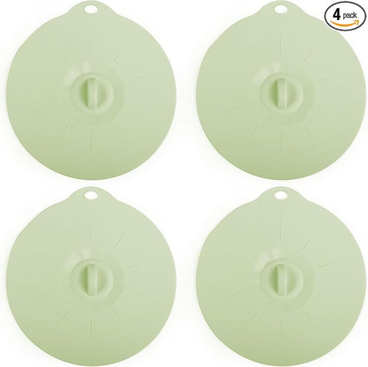 4 Pack 5.9" Silicone Lids for Cups Bowls Plates Pans, Microwave Splatter Cover, Kitchen Containers Lids Cover for Food Storage,Light Green Small