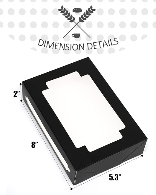 qiqee 36Packs Auto-pop Black Cookie Boxes for Gift Giving 8x5.3x2 inch Black One Second Fold Bakery Box with Window Treat Box for Donuts Candies and Biscuit