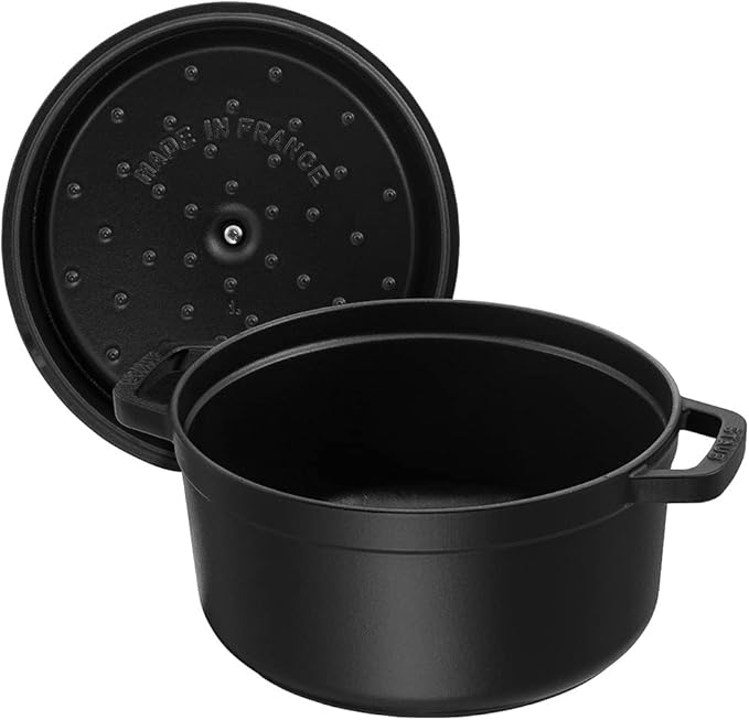 STAUB Cast Iron Roaster/Cocotte, Round, 6.7 L, Black, 28 cm