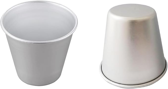 6 Packs Popover Pan, Aluminium Pudding Tin Cup Baking Maker, Individual Muffin Chocolate Molten Brownie Tumbler Raspberry Souffle Cupcake Moulds - Round-Pudding 3"x 2.2"