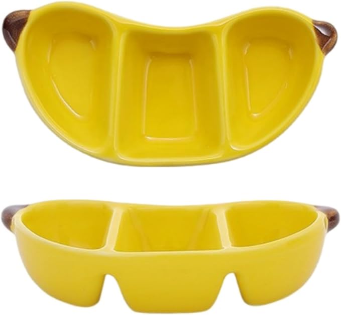 Ceramic Fruit-shaped Dipping Dishes Set Soy Sauce Dishes, 3 oz Ceramic Dipping Bowls, Sauce Cups, Dinnerware and Accessories, Housewarming Gifts, Ketchup, BBQ, Party, Charcuterie Accessories(BANANA)