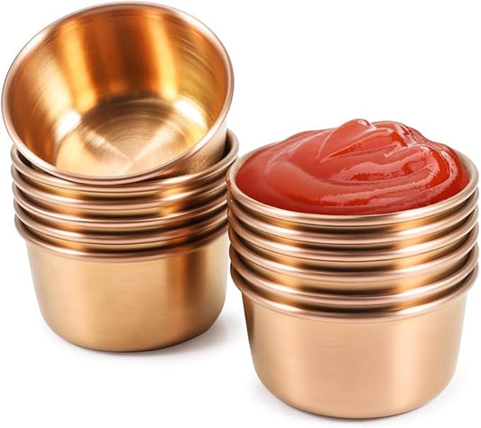 Ramekin Sauce Dipping Bowl Mini Sauce Cups Pudding Condiment Cups for Home Party Restaurant (Champagne Gold 12PCS 60ml)