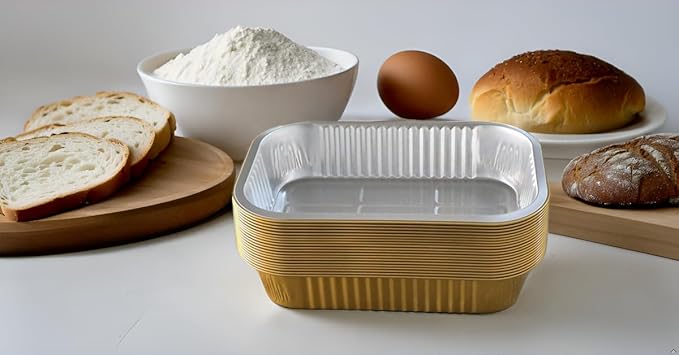 Aluminum foil baking Pans Heavy Duty 2LB Small foil pan 8.5"×6" 20pack Disposable, For Microwave & Oven Safe Cooking