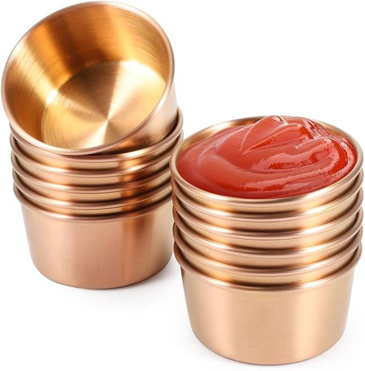 Ramekin Sauce Dipping Bowl Mini Sauce Cups Pudding Condiment Cups for Home Party Restaurant (Champagne Gold 12PCS 75ml)