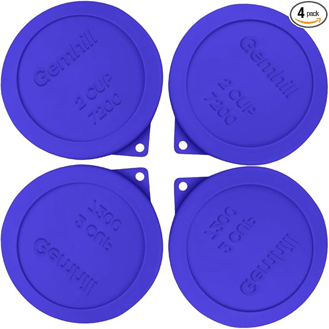 2 Cup Silicone Storage Cover Lids Replacements for Round Anchor Hocking Glass Bowls and Pyrex 7200-PC Glass Bowls |Container not Included|(Navy Blue, 4 Pack)