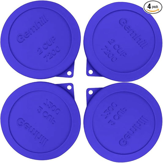2 Cup Silicone Storage Cover Lids Replacements for Round Anchor Hocking Glass Bowls and Pyrex 7200-PC Glass Bowls |Container not Included|(Navy Blue, 4 Pack)