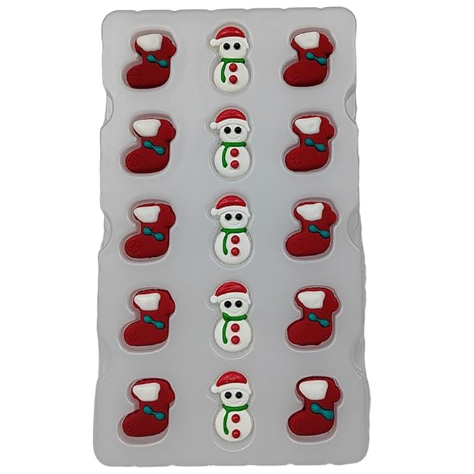 Christmas Sprinkles Icing Decoration for Cupcake Decorating, Christmas Stocking Cake Decoration, Edible Christmas Snowman Cake Cupcake Topper for Baking Cookie Ice Cream Candy Decoration