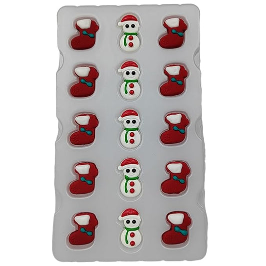 Christmas Sprinkles Icing Decoration for Cupcake Decorating, Christmas Stocking Cake Decoration, Edible Christmas Snowman Cake Cupcake Topper for Baking Cookie Ice Cream Candy Decoration