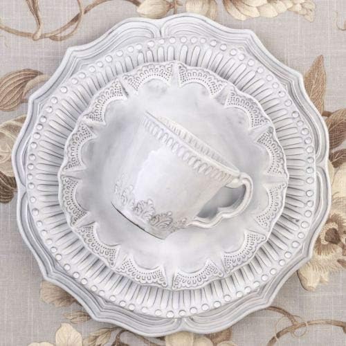 Vietri Incanto Leaf Mug 10oz Terra Marrone Ceramic Cup Elegant Coffee Drinkware Made in Italy - 3.75 Inch White