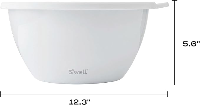 S'well Stainless Steel Salad Bowl Kit XL 184oz, Angel Food, Includes 5oz Canister For Dressing, Serving Utensils, and Removable Tray, Leakproof, Easy to Clean, Dishwasher and Refrigerator Safe