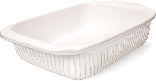 Artena Baking Dish 5.1 Quarts, Casserole Dishes For Oven, Baking Pan With Handles, Lasagna Pan Deep, Large Casserole Dish, Rectangular White Ceramic Bakeware (Only Baking Dish)
