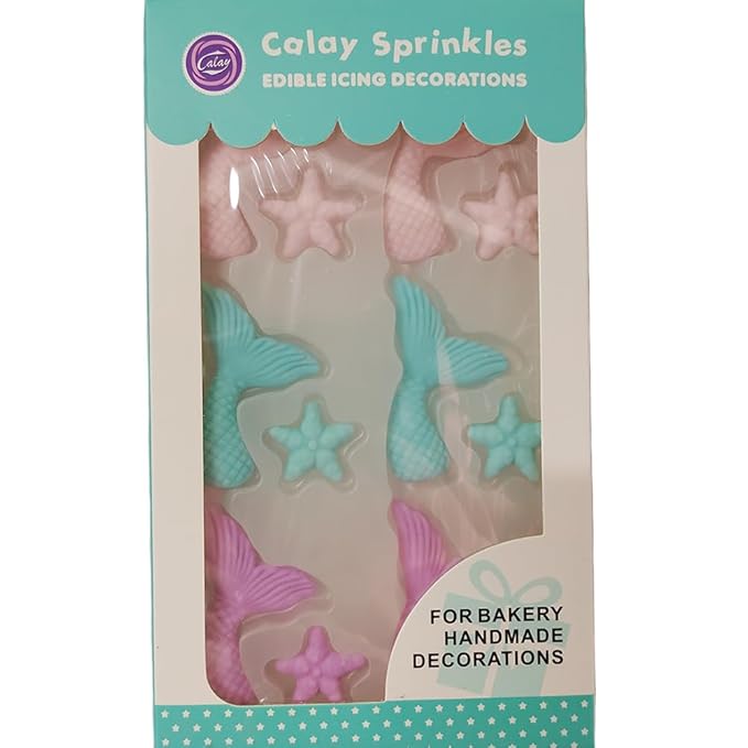 Mermaid Sprinkles Icing Decoration for Cupcake Decorating, Edible Mermaid Starfish Cake Cupcake Topper for Baking Cookie Ice Cream Candy Decoration