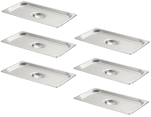 CURTA 6-Pack 1/3 Size Steam Table Pan Cover, Lid with Handle, NSF, Hotel & Catering Food Cover