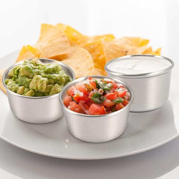 Ramekin Sauce Dipping Bowl Mini Sauce Cups Pudding Condiment Cups for Home Party Restaurant (Sliver 12PCS 60ml)