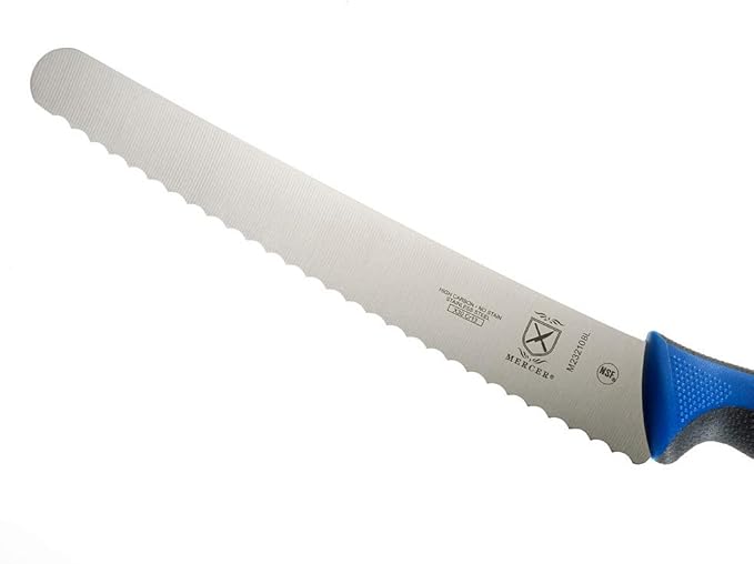 Mercer Culinary Millennia Colors Bread Knife, 10-Inch Wavy Edge Wide, Blue