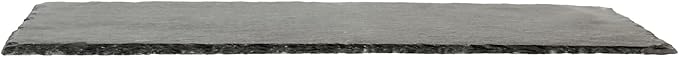 Restaurantware Slate Serving Trays 4 Pack of 11.8" x 7.8" Foam Feet Charcuterie Stone Plates Rustic Edges Freezable Black Serving Display Cheese Boards for Kitchen, Gourmet, Dining, Parties