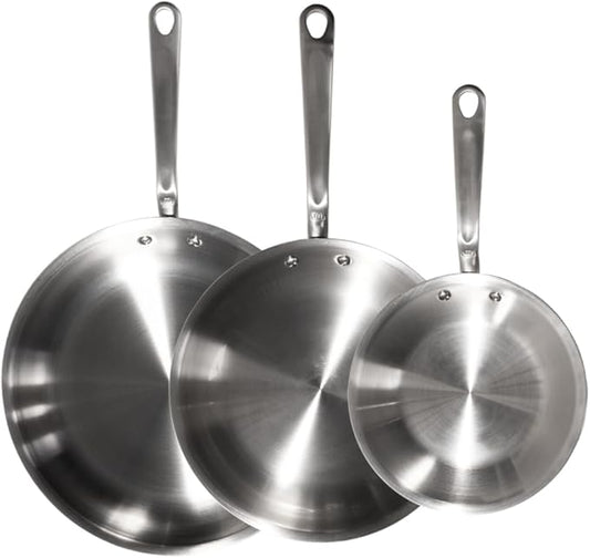 Made In Cookware - 3-Piece (Includes 8",10",12") Stainless Frying Pan Set - 5 Ply Stainless Clad - Professional Cookware - Crafted in USA - Induction Compatible
