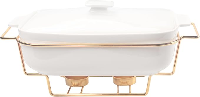 Casserole Dish with Lids 1.7 Quart Ceramic Bakeware Set with Lids and rack, 10 x 7 Lasagna Pan Deep with Lid, Rectangular Bakeware With Handle, Microwave, Dishwasher, Oven Safe, White