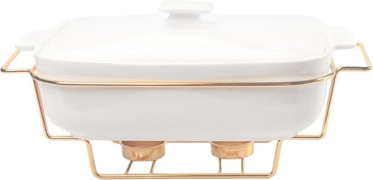 Casserole Dish with Lids 1.7 Quart Ceramic Bakeware Set with Lids and rack, 10 x 7 Lasagna Pan Deep with Lid, Rectangular Bakeware With Handle, Microwave, Dishwasher, Oven Safe, White