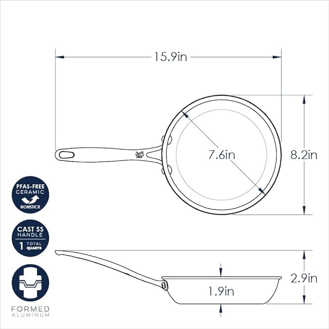 Nordic Ware Basalt Aluminum Saute Skillet, 8-Inch, Ceramic Coating