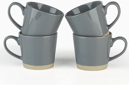 famiware Coffee Mugs for 4, 12 oz Mug Set, Dringking Cup with Handle for Coffee, Tea, Cocoa, Milk, Saturn serise, Dark Gray