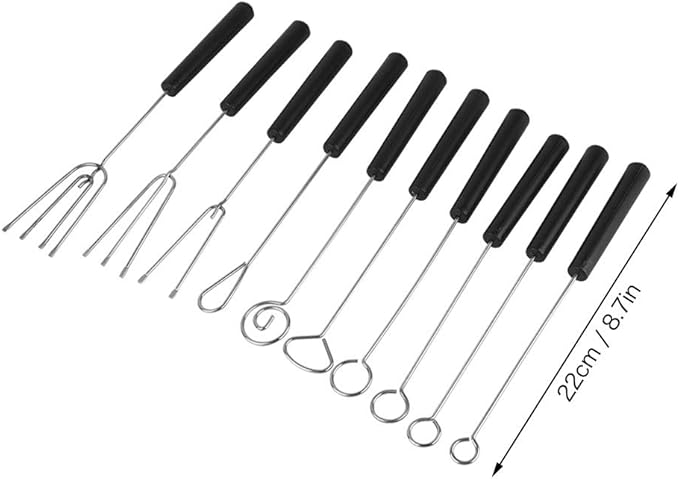 Chocolate Dipping Fork, 10Pcs Stainless Steel Candy Dipping Forks Fondue Forks DIY Decorating Tool Set Baking Supplies for Handmade Chocolates Pralines and Truffles