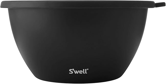 S'well Stainless Steel Salad Bowl Kit XL 184oz, Onyx, Includes 5oz Canister For Dressing, Serving Utensils, and Removable Tray, Leakproof, Easy to Clean, Dishwasher and Refrigerator Safe