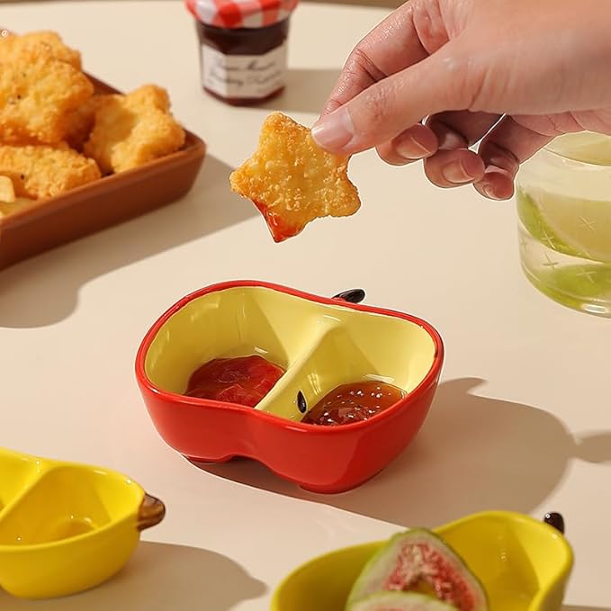 Apple Sauce Cup Ceramic Dipping Dishes Set Soy Sauce Dishes, 3 oz Ceramic Dipping Bowls, Sauce Cups, Dinnerware and Accessories, Housewarming Gifts, Ketchup, BBQ, Party, Charcuterie Accessories