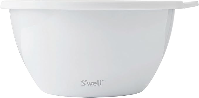 S'well Stainless Steel Salad Bowl Kit XL 184oz, Angel Food, Includes 5oz Canister For Dressing, Serving Utensils, and Removable Tray, Leakproof, Easy to Clean, Dishwasher and Refrigerator Safe