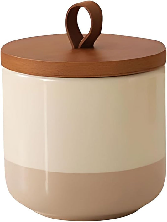 Coffee Canister, Ceramic Food Storage Jars with Lids Salt Matcha Container Brown Sugar Container Bowl for Kitchen Tea, Coffee Beans, Spice (#001Khaki-9oz/260ml)