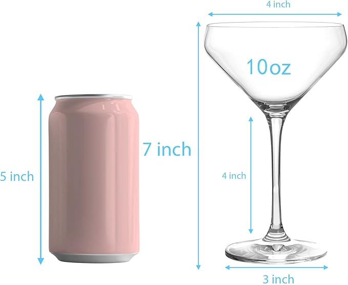 JEKOSEN Crystal Martini Cocktail Glasses 11 Ounce Set of 4 With Premium Gift Box Premium Strong Lead-Free Clear