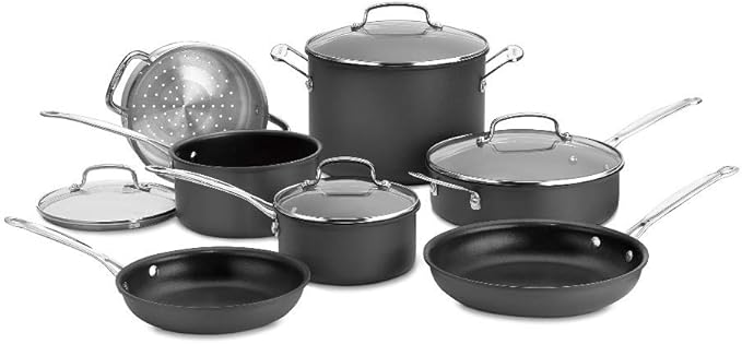 Cuisinart 11-Piece Cookware Set, Black, Chef's Classic Nonstick Hard Anodized, 66-11