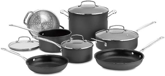 Cuisinart 11-Piece Cookware Set, Black, Chef's Classic Nonstick Hard Anodized, 66-11