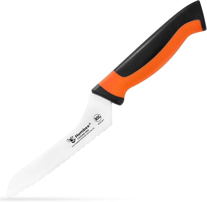 6-Inch Offset Serrated Bread Knife, Premium High Carbon Stainless Steel Blade Knife for Bread with Ergonomic Handle, NSF Certified, DT-31 Series, Orange