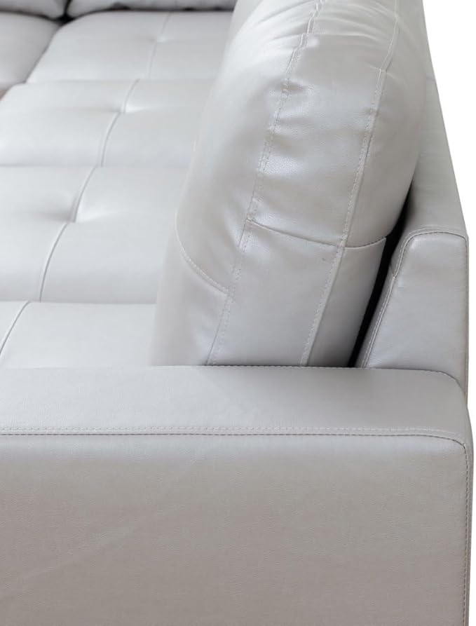 NicBex L Shaped Couch Sectional Couches for Living Room 2 Pieces Modern Sectional Sofa with Left Chaise Sectional Couch with Solid Frame for Living Room, Semi PU Leather, Silver Grey