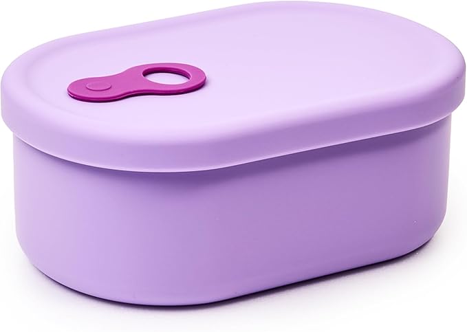 Premium Korean-Made Silicone Airtight Food Container with Steam Vent – BPA Free, Leakproof, Microwave & Freezer Safe Meal Prep. & Leftovers Storage (Violet, 650ML)