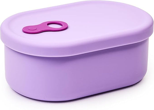 Premium Korean-Made Silicone Airtight Food Container with Steam Vent – BPA Free, Leakproof, Microwave & Freezer Safe Meal Prep. & Leftovers Storage (Violet, 650ML)