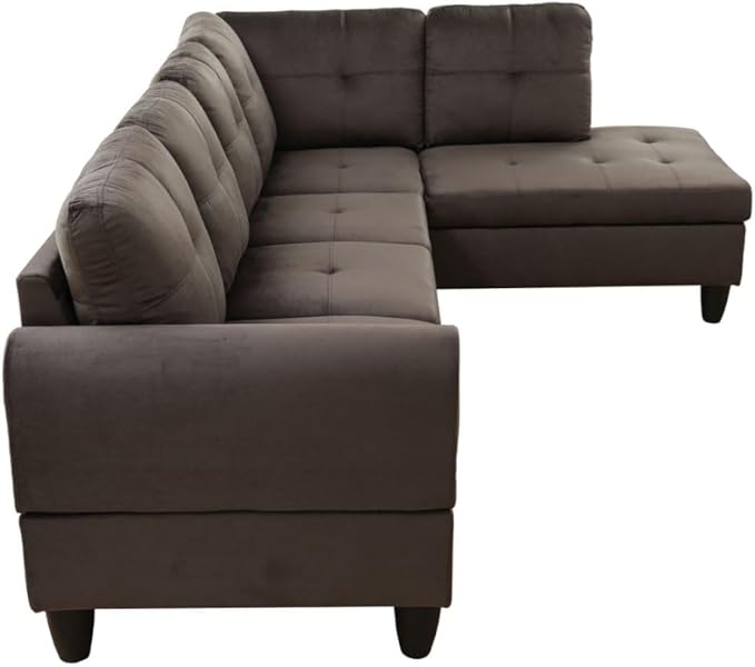 NicBex L Shaped Couch Sectional Couches for Living Room 2 Pieces Modern Sectional Sofa with Right Chaise Sectional Couch with Solid Frame for Living Room, Flannel, Dark Brown