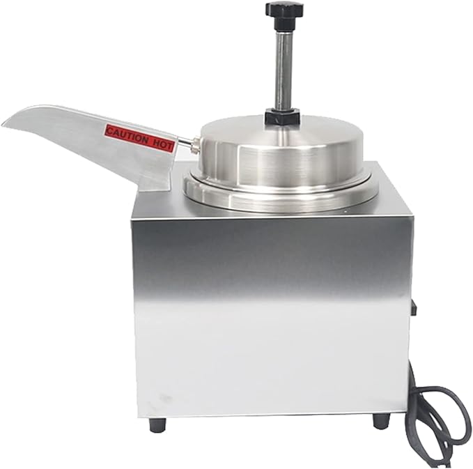 Nacho Cheese Warmer with Heated Spout and Pump Electric Hot Fudge Dispenser Caramel Butter Sauce Warmer 3.5 Quart Capacity Commerical (Silver(110V))