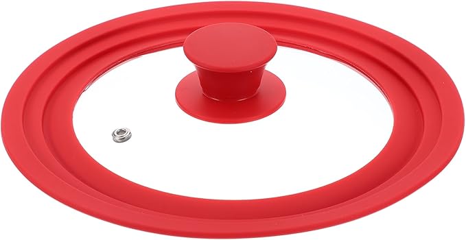uxcell 1Pcs Universal Lid for Pot Fit 7, 8, 8.5 Inch Diameter Cookware, Replacement Pan Lids with Heat Resistant Silicone Rim, Steam Vent Pan Lid for Pots, Frying Pans, Skillets, Red
