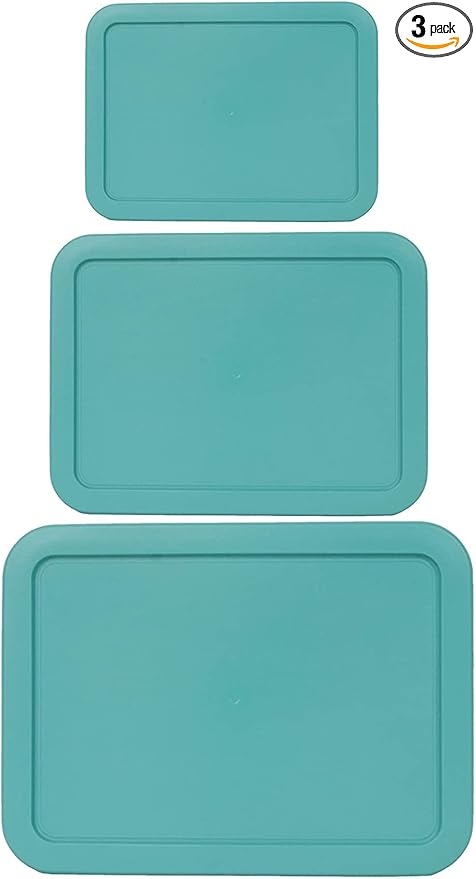 3, 6 & 11 Cup Turquoise Replacement Lids/Covers for Pyrex, Anchor Hocking & KlareWare Storage Bowls *Lids Only Glass Container Not Included* (3 Pack *One of Each Size*)