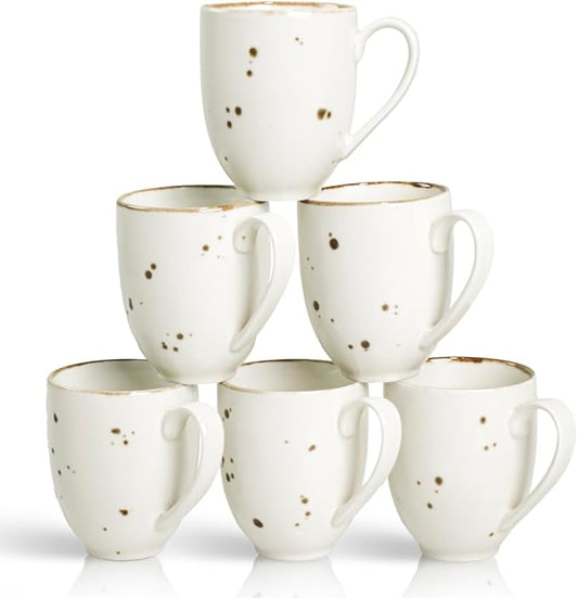 Coffee Mugs Set Of 6, 14 Oz Large Handle Heavy Duty Cups - Microwave Dishwasher Safe - Latte, Cappuccino, Tea, Cocoa, Mocha - Men, Women, Home Office Daily Use, Classic Assorted Colors