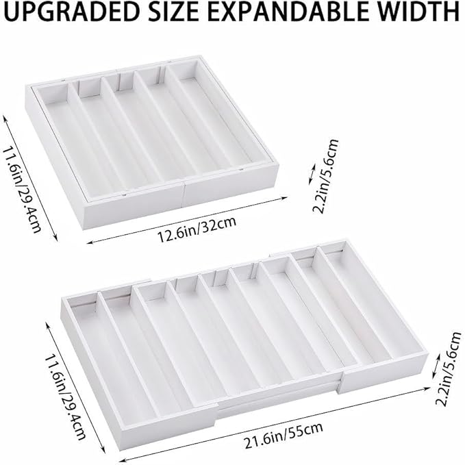 K Cup Holder,Bamboo Coffee Pod Holder Drawer Organizer, Expandable Coffee Pod Holder Tea Bag Storage Organizer for Kitchen Office Coffee Bars,Accommodate 45 K Cups (White)